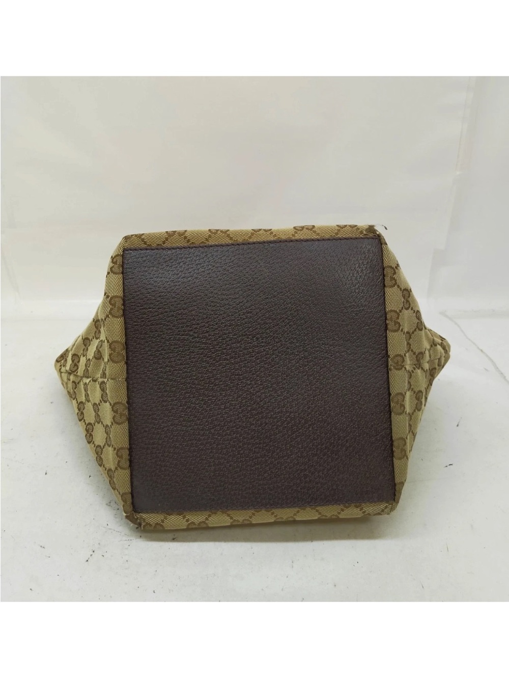 Gucci Sherry Line Top Handle Brown Canvas Bag with Red and Green Stripe - Picture 5 of 9